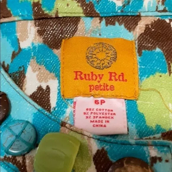 Ruby Rd.  multi colored  print top - Picture 6 of 6